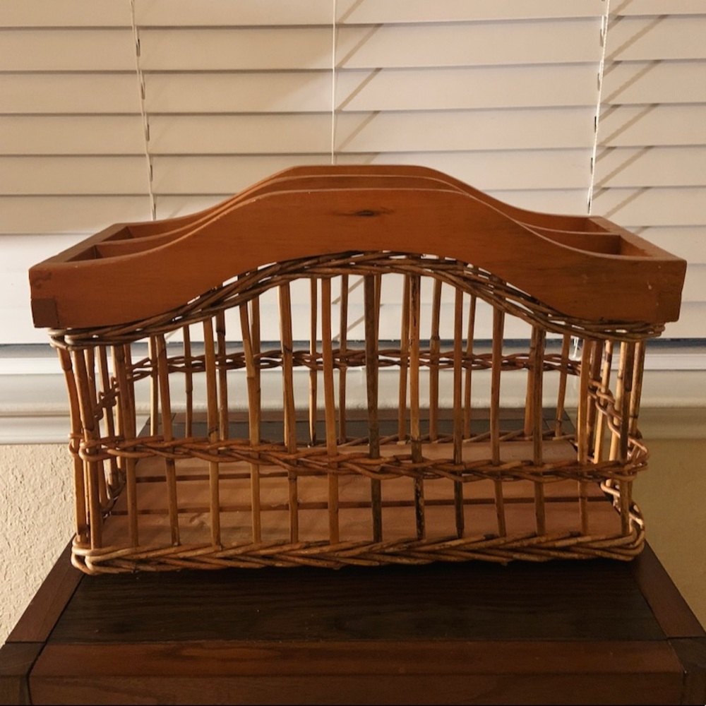 Vintage Rattan Magazine Rack - Picture 4 of 4